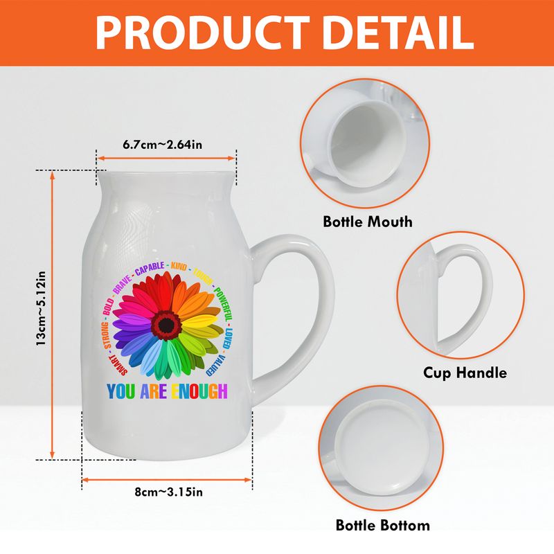 You Are Enough Smart Strong Bold Brave Ceramic Flower Vase