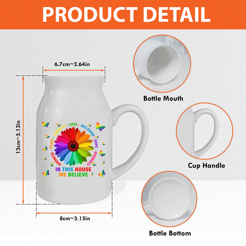 In This House We Believe Butterfly Ceramic Flower Vase