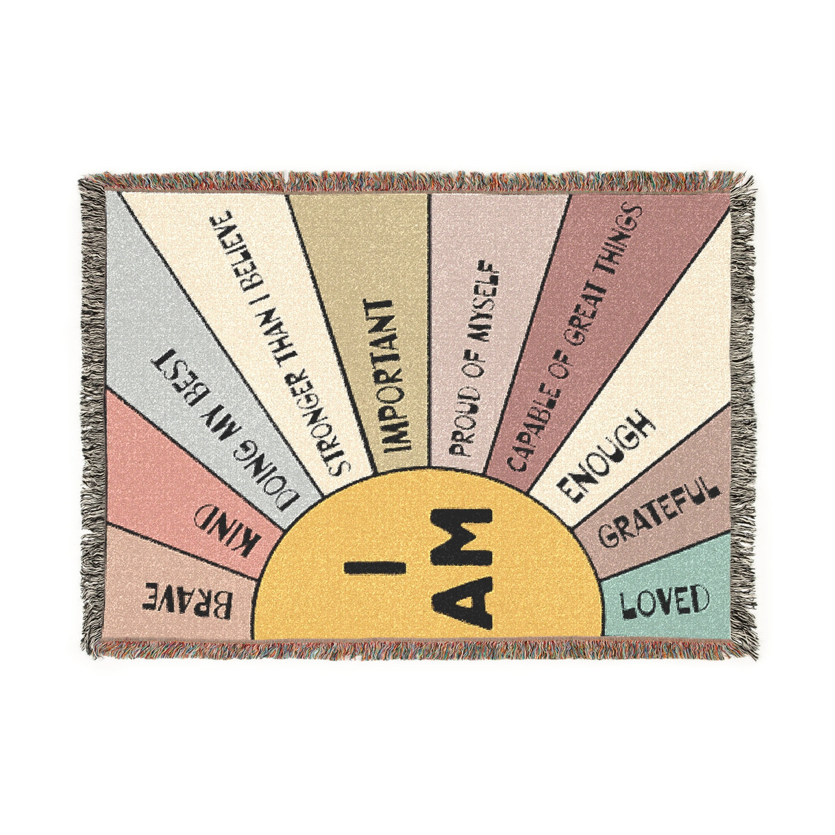 I Am Affirmation Sunburst Woven Blanket