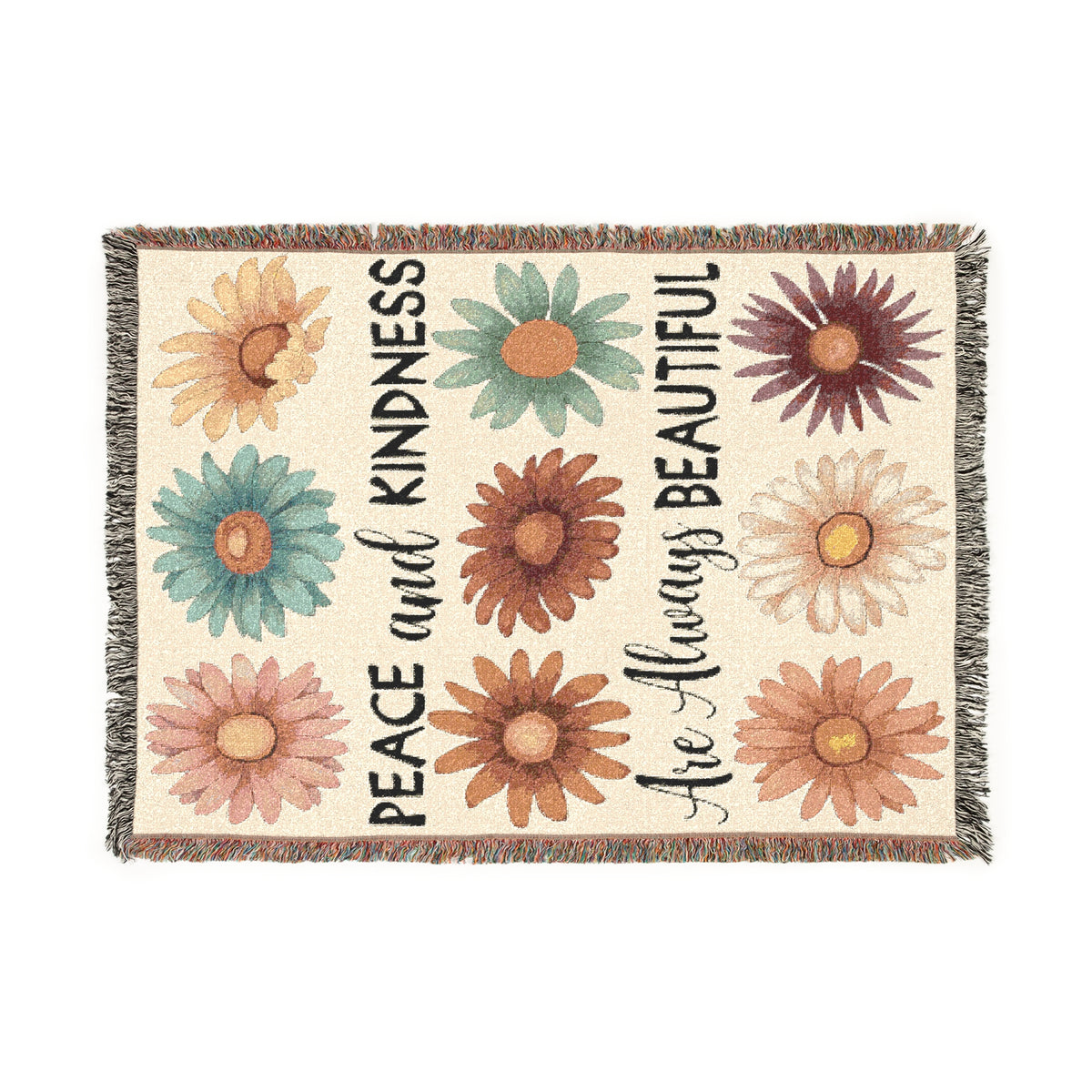 Peace And Kindness Floral Woven Blanket