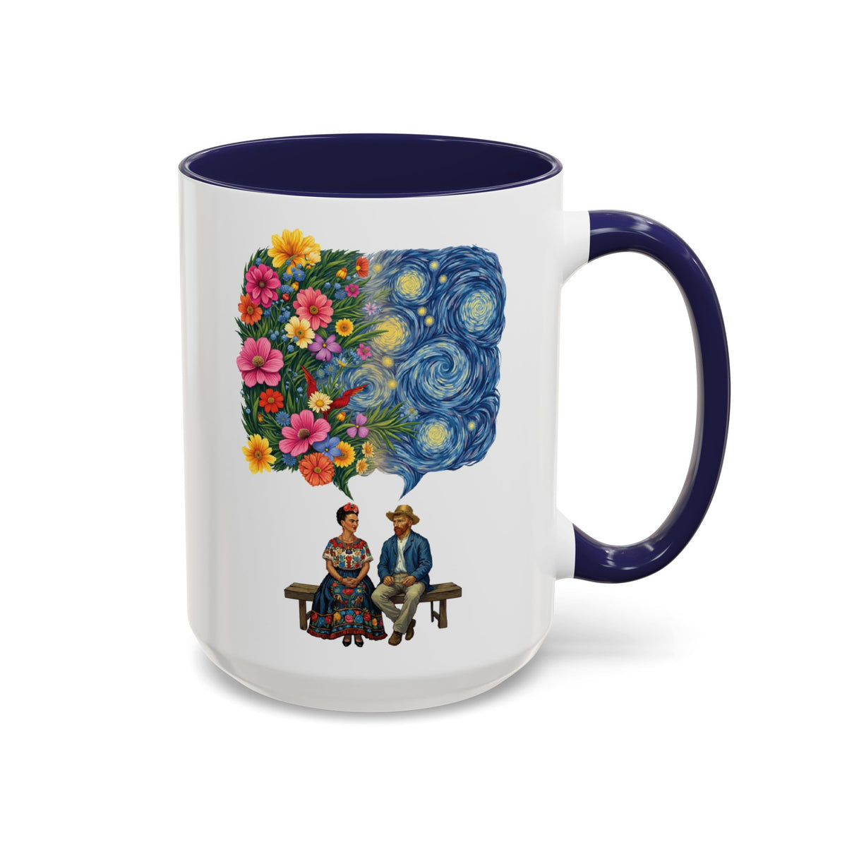Frida Kahlo And Van Gogh Starry Night Flower Accent Mug