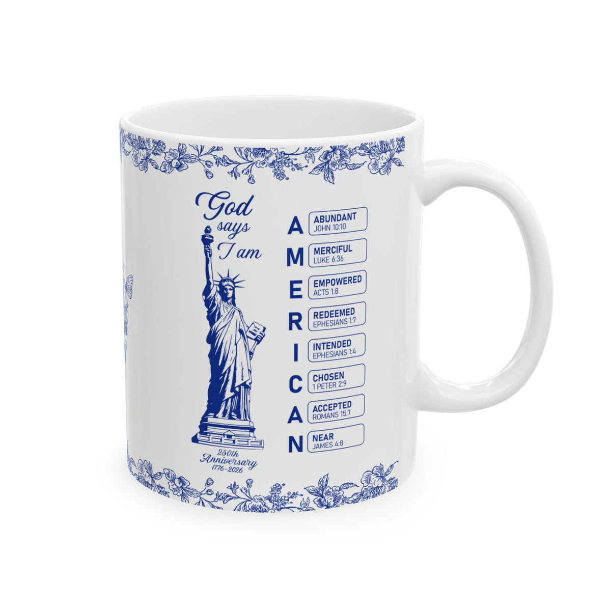God Says I Am American Scripture Mug