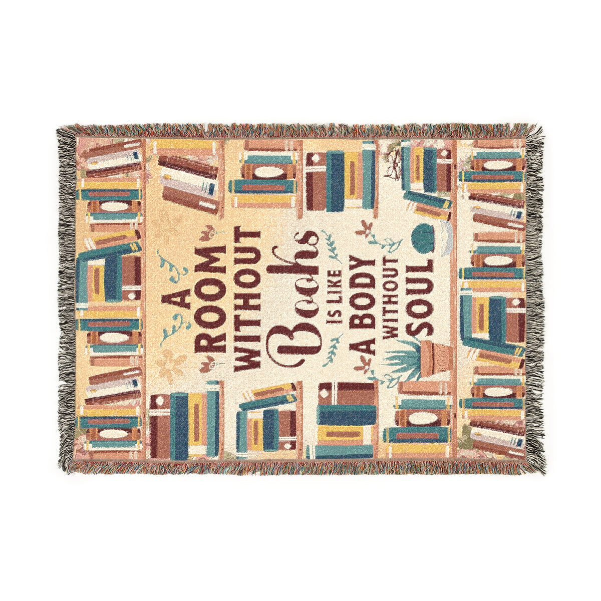 A Room Without Books Woven Blanket