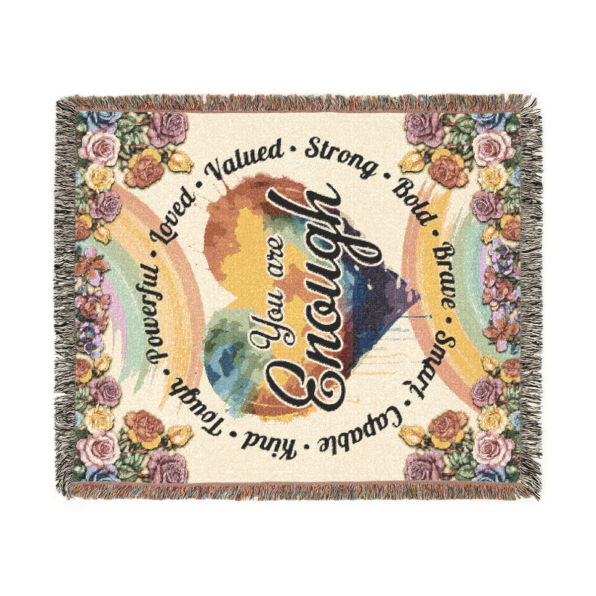 You Are Enough Heart Woven Blanket