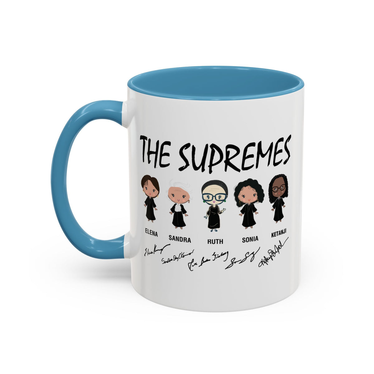 The Supremes Ketanji Brown Jackson SCOTUS RBG Sotomayor Chibi Accent Coffee Mug (11, 15oz)
