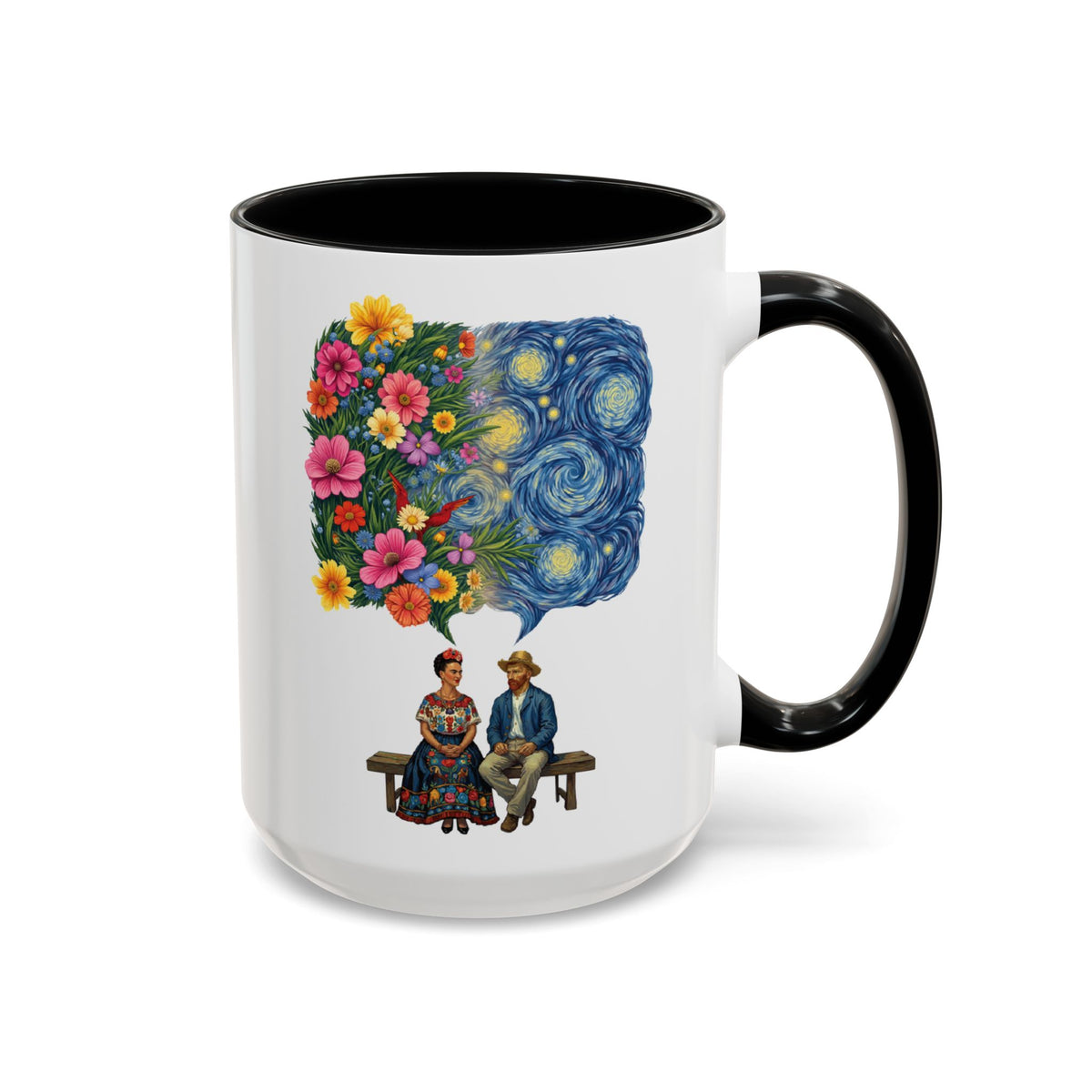 Frida Kahlo And Van Gogh Starry Night Flower Accent Mug