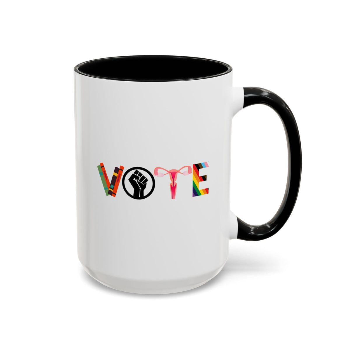 VOTE Accent Coffee Mug (11, 15oz) | Banned Books Mug, Reproductive Rights Mug, BLM Mug, LGBTQ Progress Mug, Political Activism Mug, Roe v Wade Accent Mug