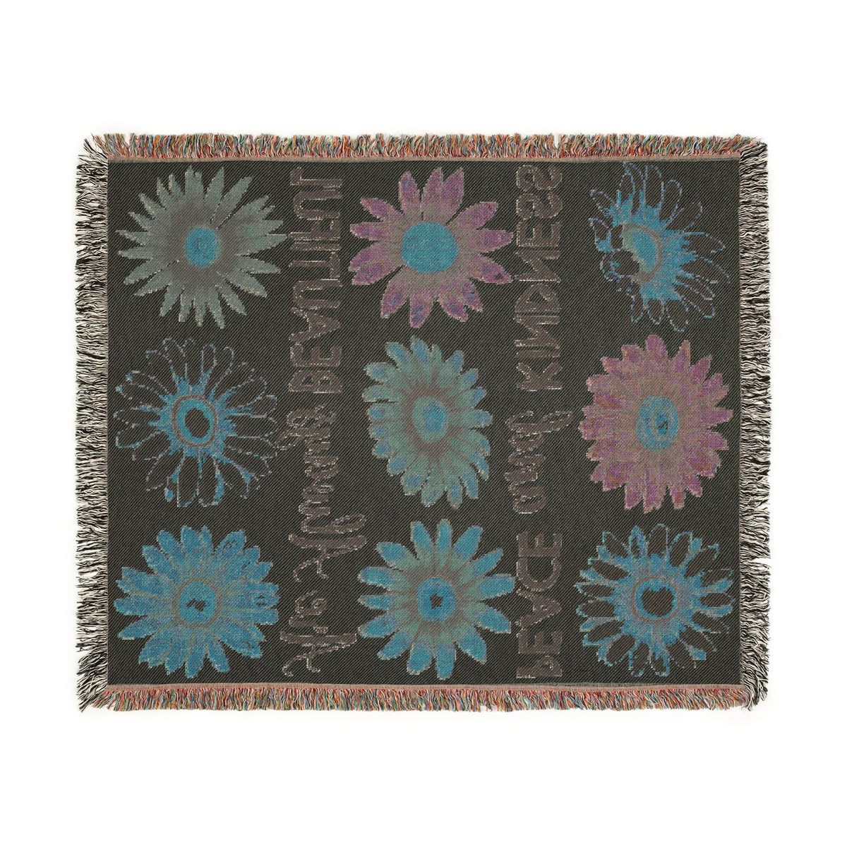 Peace And Kindness Floral Woven Blanket