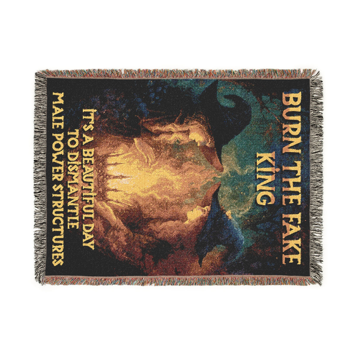 Burn The Fake King Woven Blanket