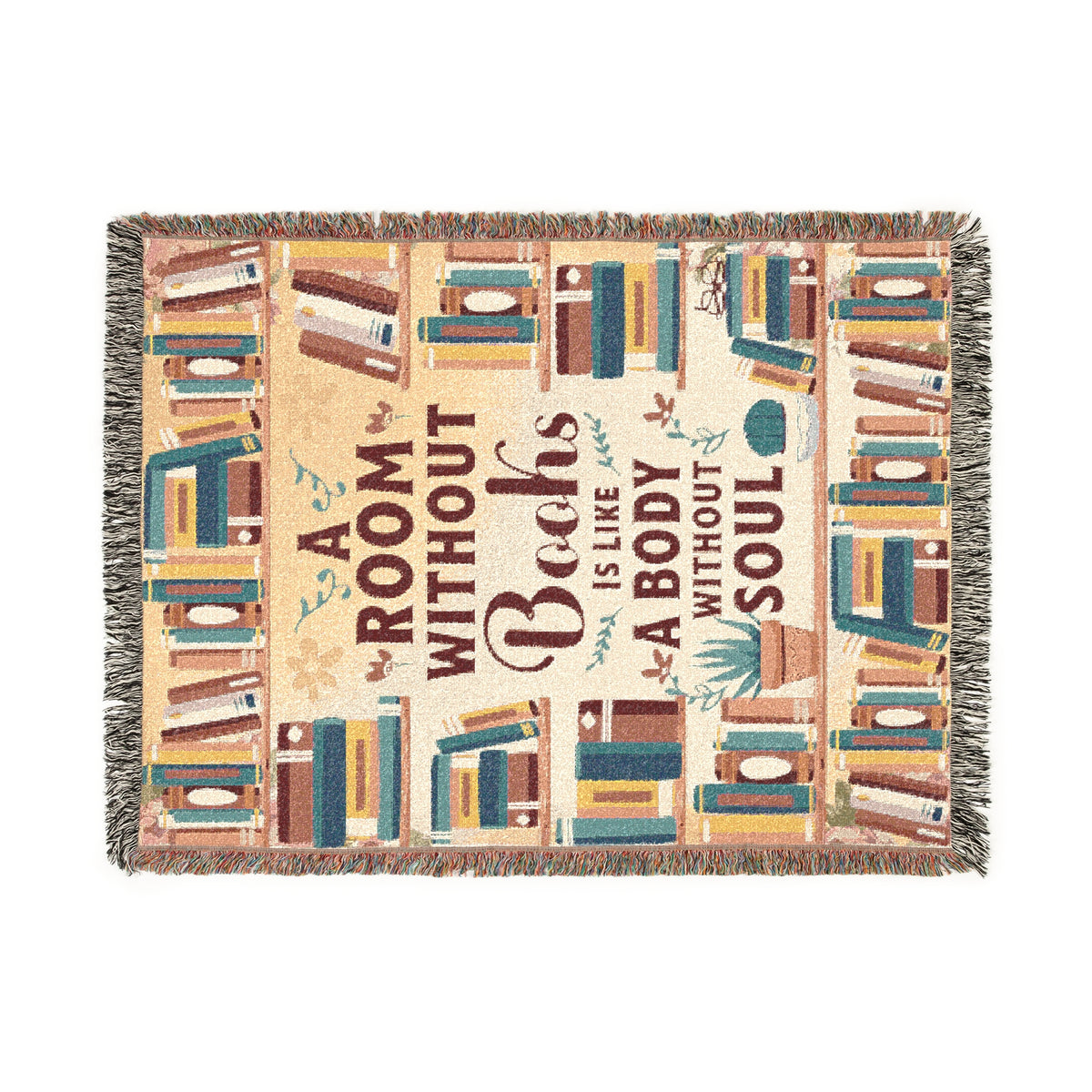 A Room Without Books Woven Blanket