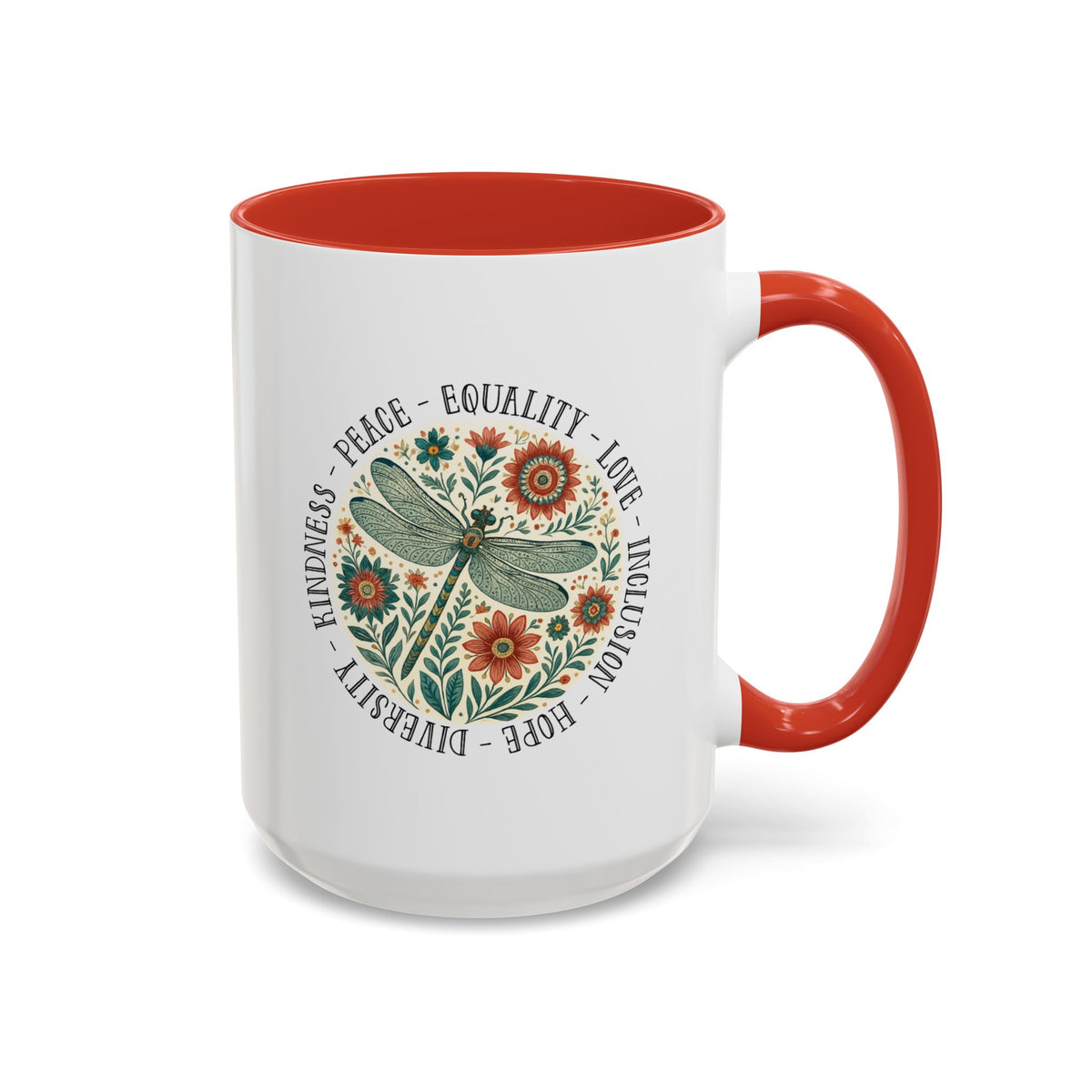 Kindness Peace Equality Love Inclusion Hope Diversity Accent Mug