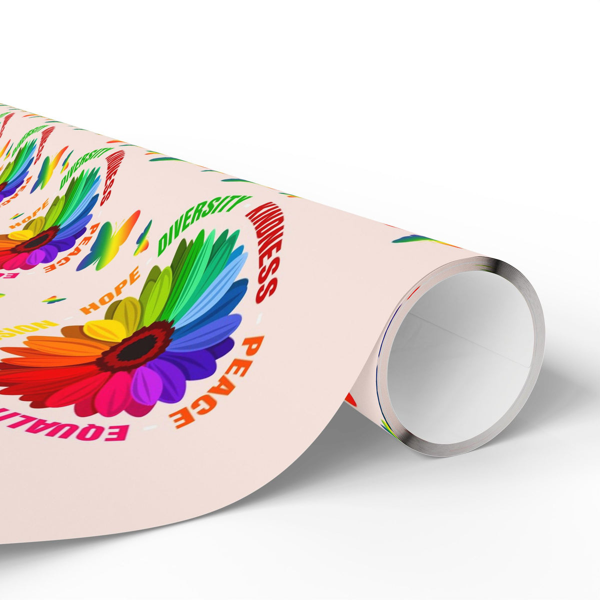 Rainbow Flower Equality Wrapping Paper Roll
