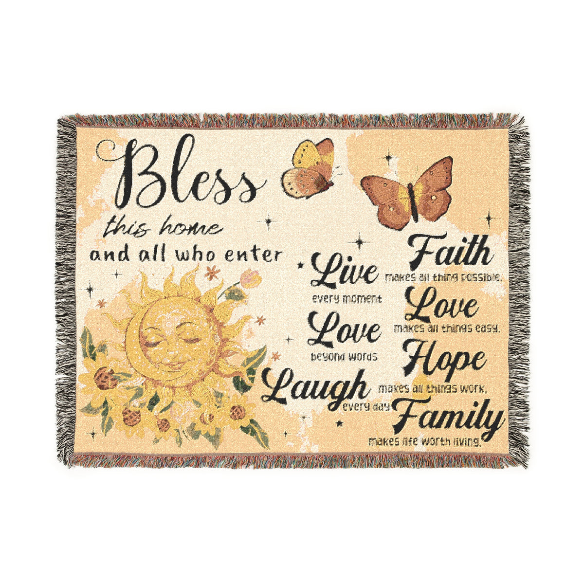 Bless This Home Sunflower Faith Woven Blanket