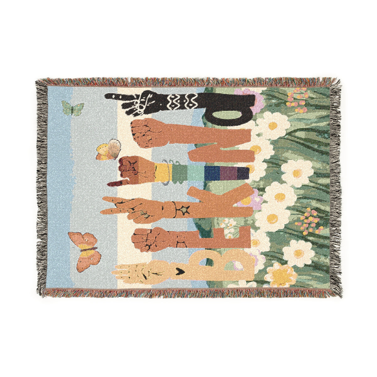 Be Kind Hands Woven Blanket