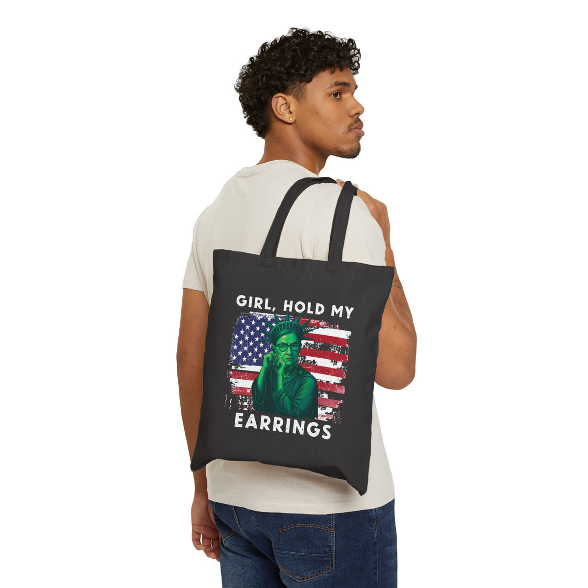 Girl Hold My Earrings Statue Of Liberty Tote Bag