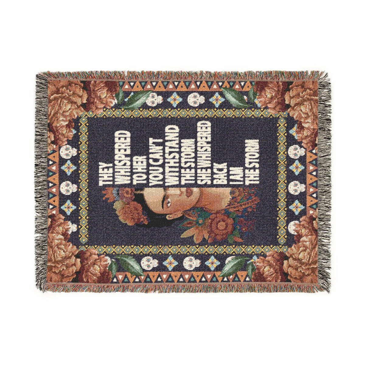 Frida Kahlo I Am The Storm Woven Blanket