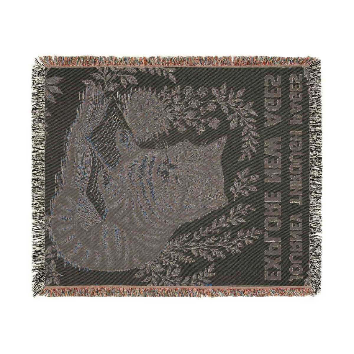 Journey Through Pages Cat Woven Blanket