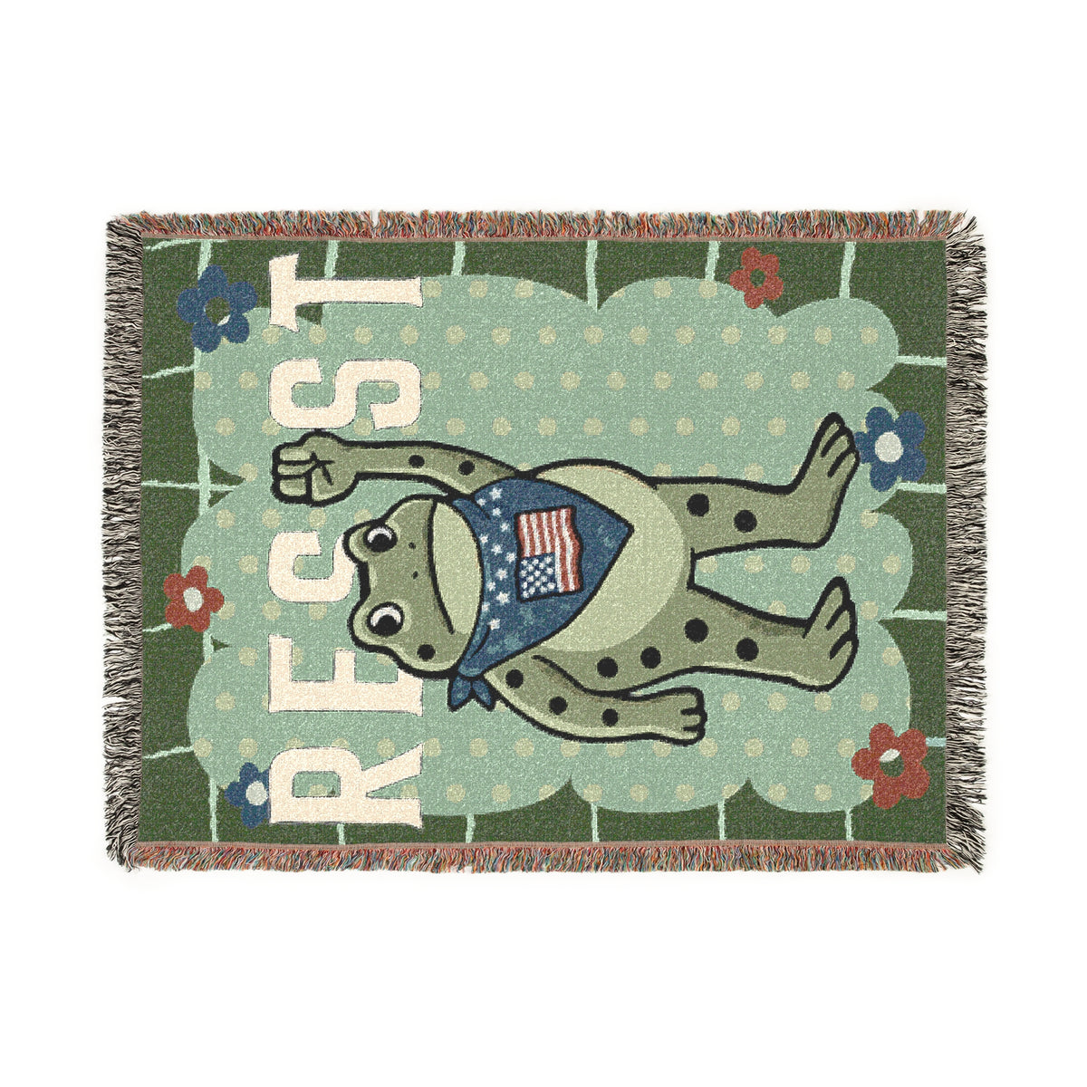 Resist Frog Americana Woven Blanket