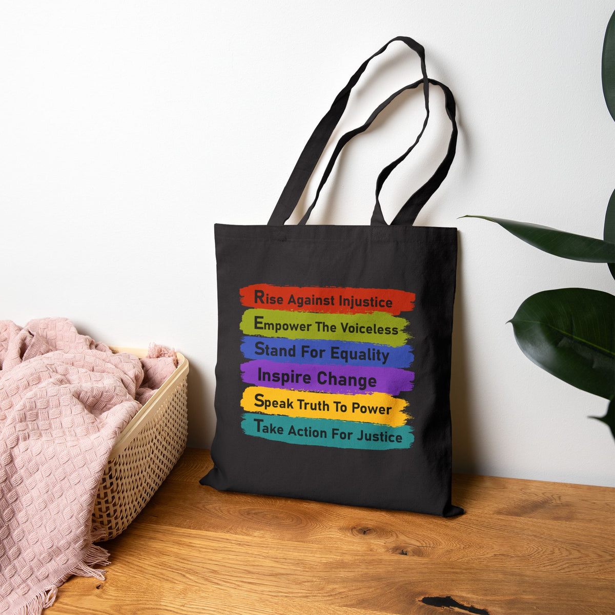 Empower Justice Rainbow Message Tote Bag