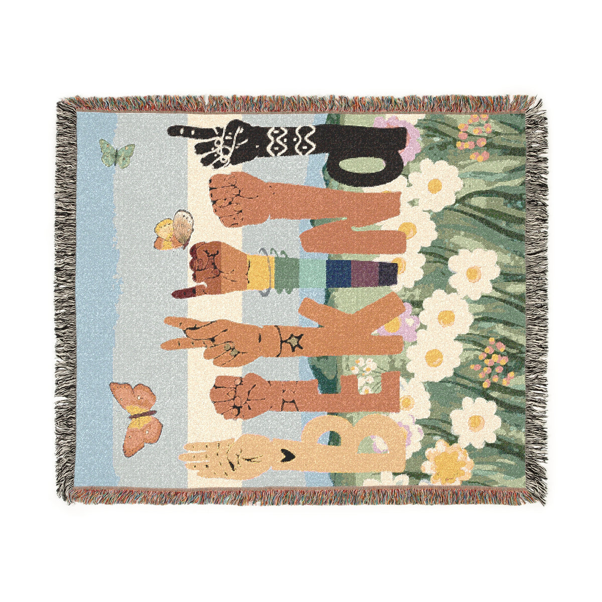 Be Kind Hands Woven Blanket