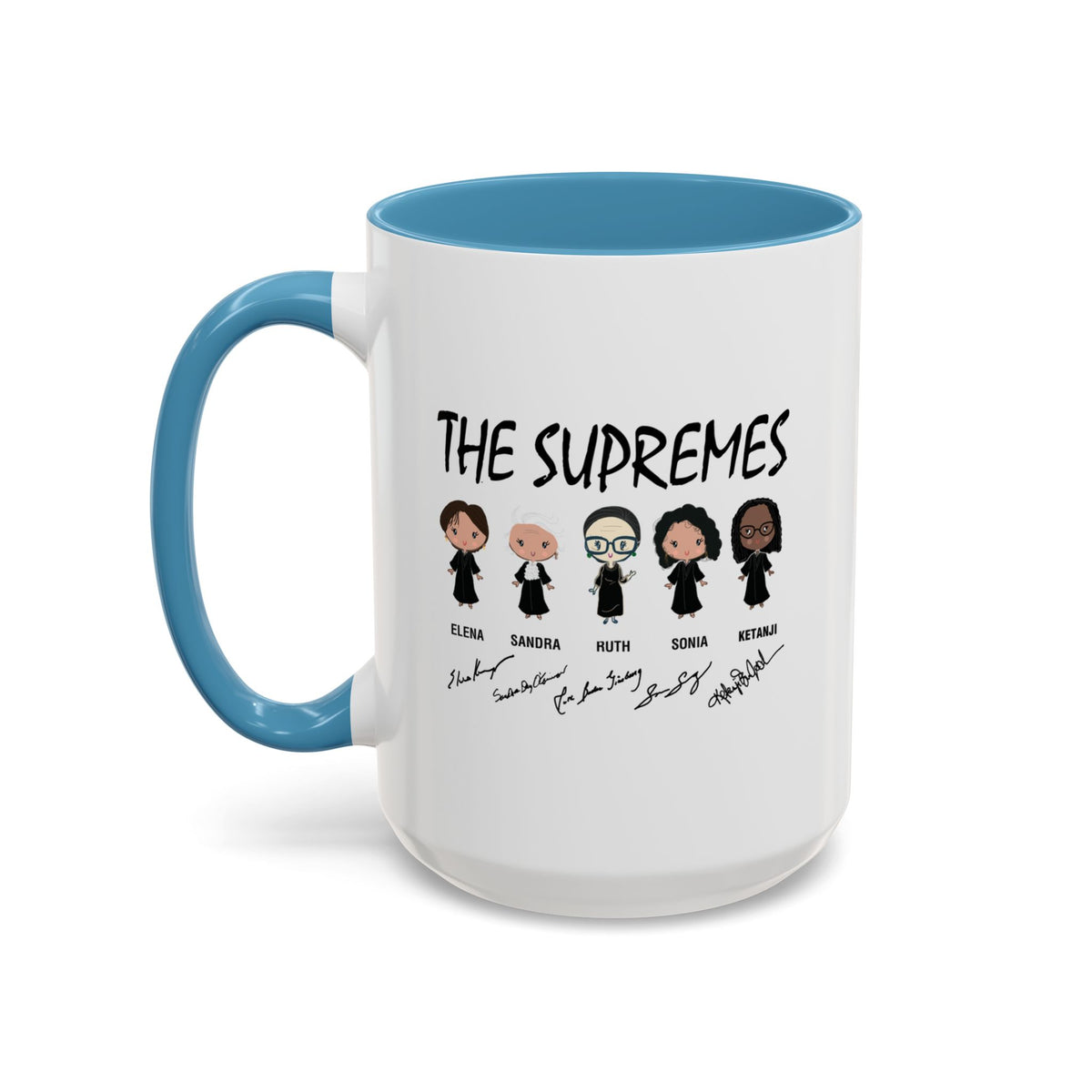 The Supremes Ketanji Brown Jackson SCOTUS RBG Sotomayor Chibi Accent Coffee Mug (11, 15oz)