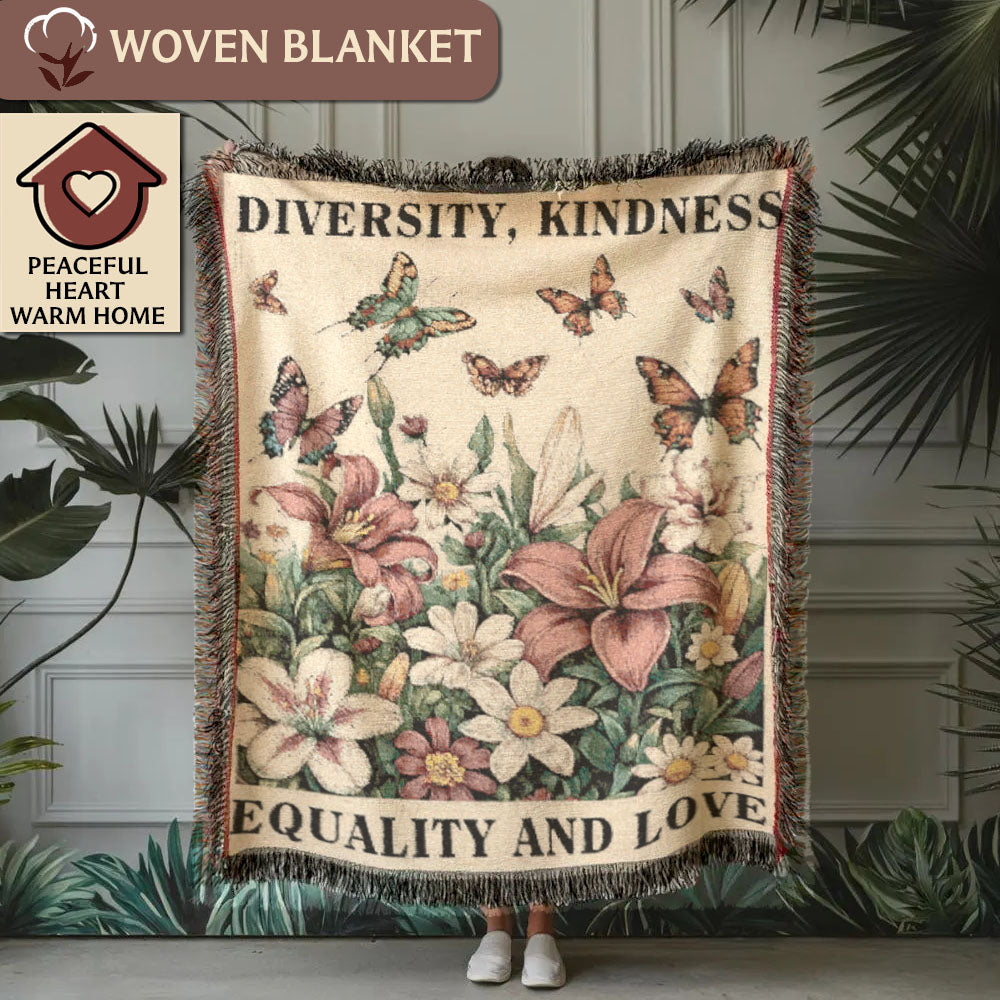 Diversity Kindness Equality Love Woven Blanket