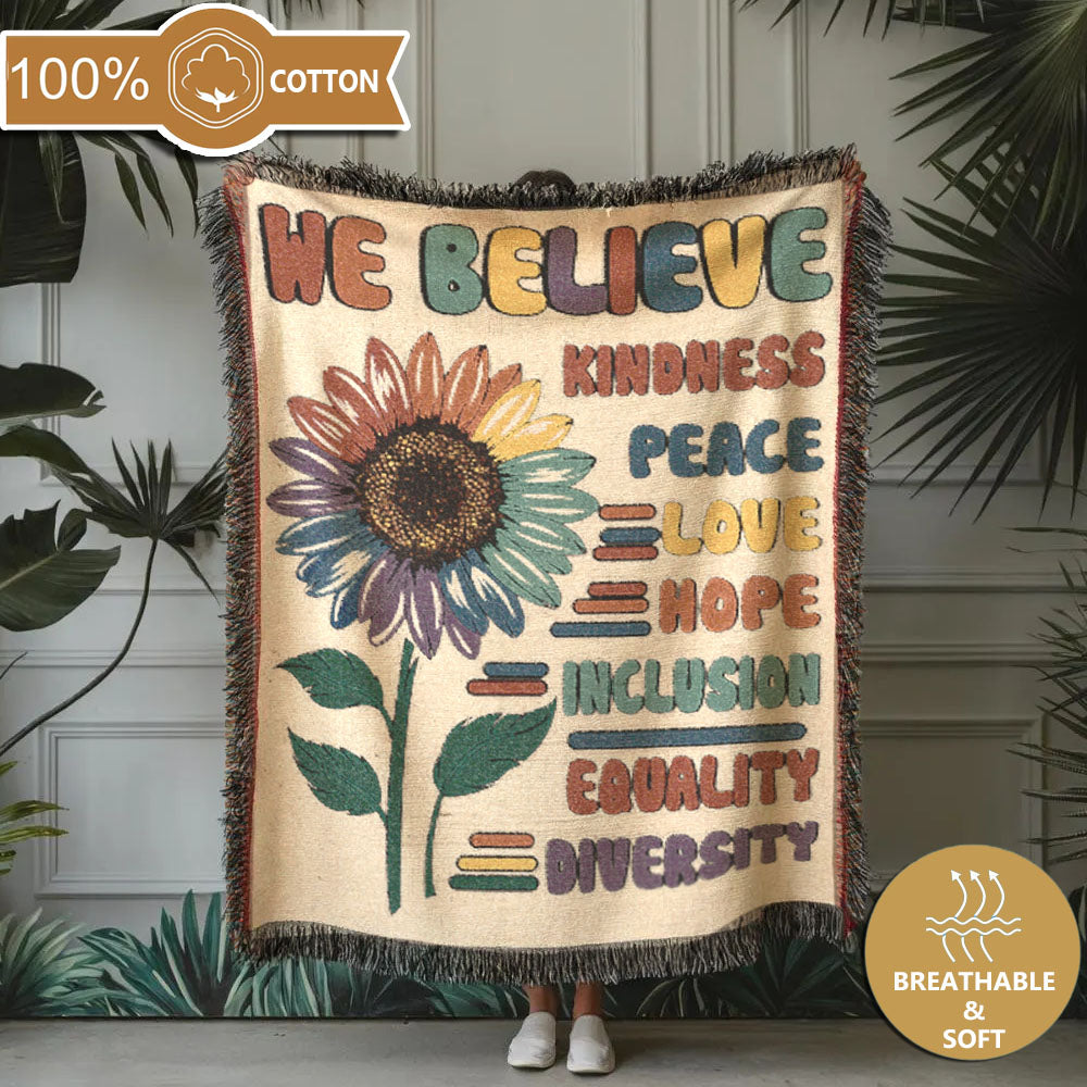 We Believe In Kindness Woven Blanket