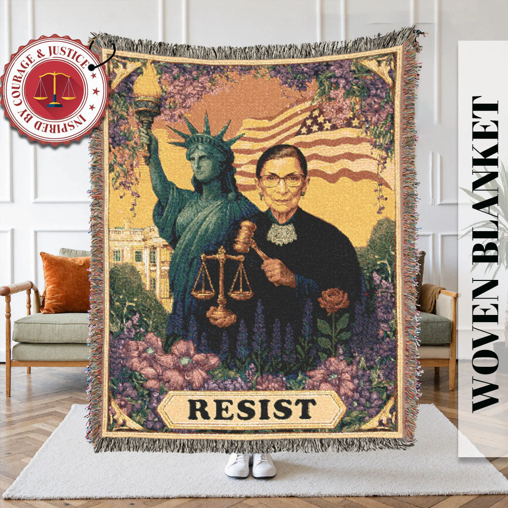 Resist Justice Ruth Bader Ginsburg Woven Blanket