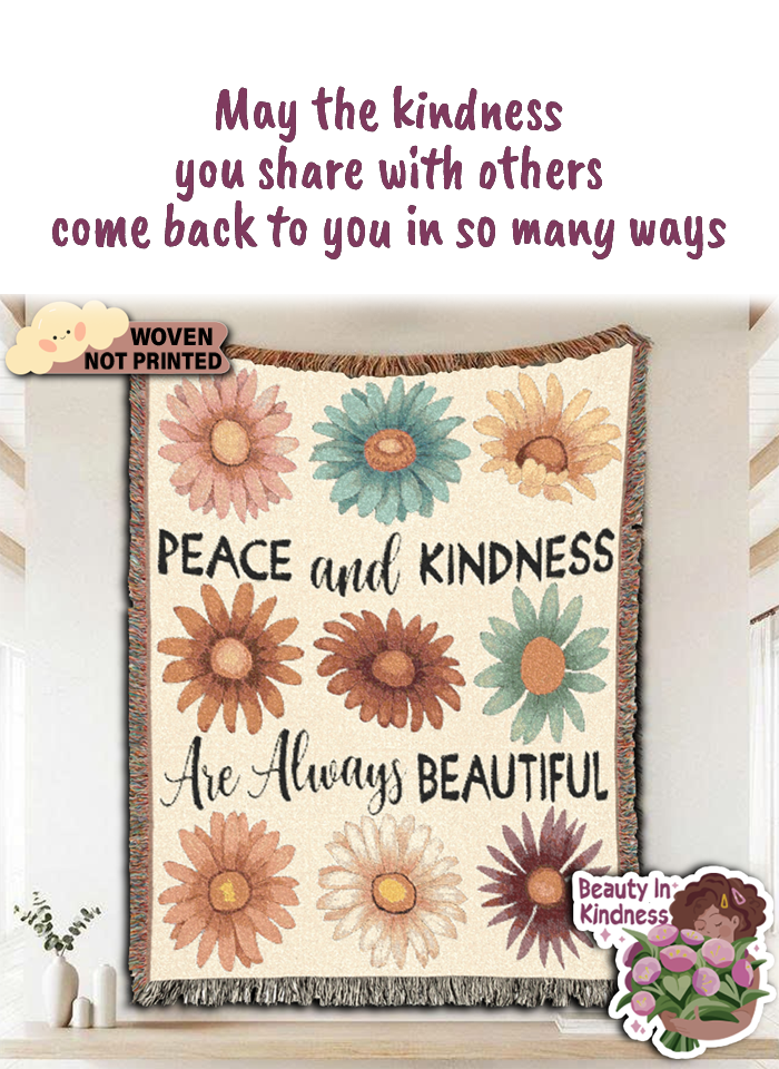 Peace And Kindness Floral Woven Blanket