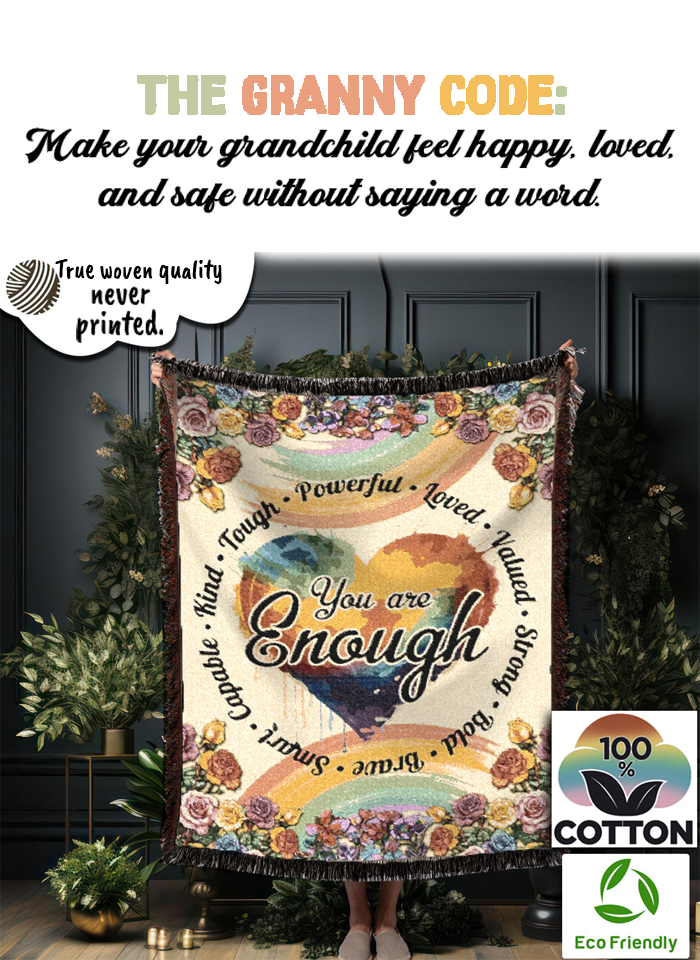 You Are Enough Heart Woven Blanket