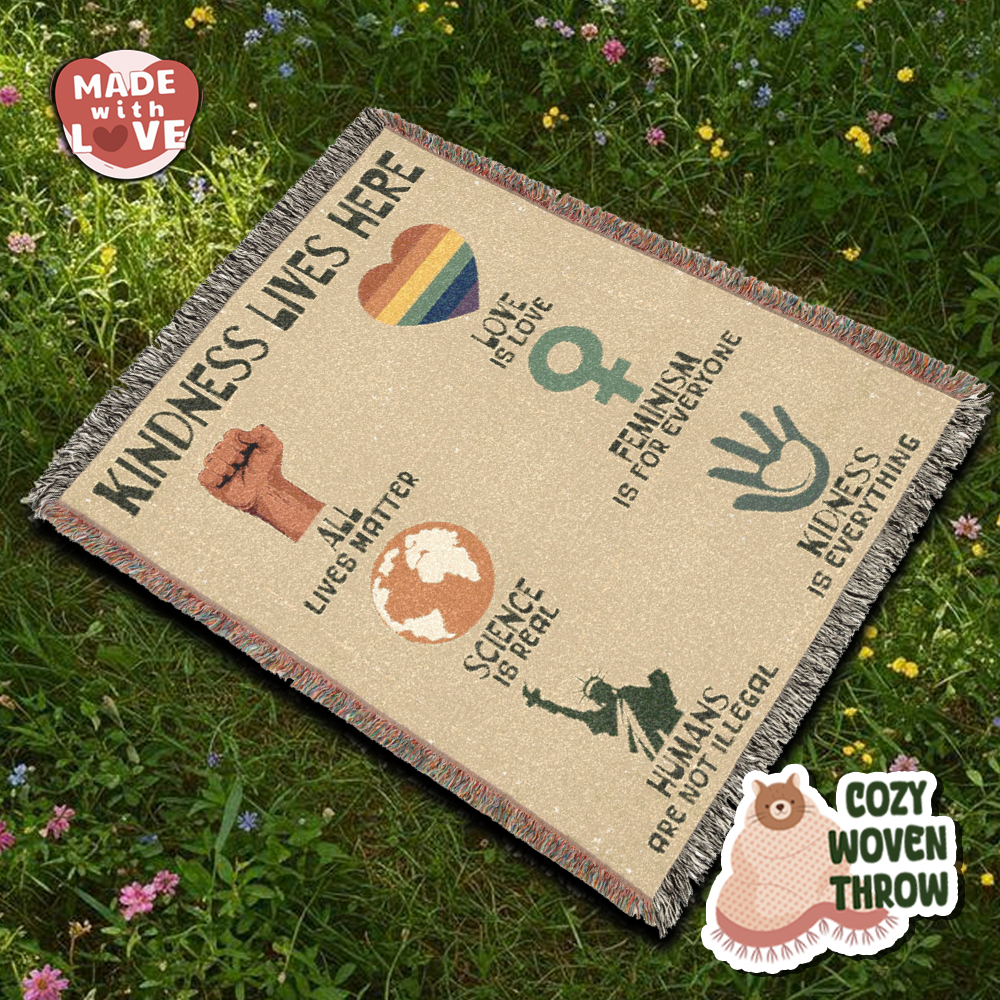 Kindness Lives Here Progressive Woven Blanket