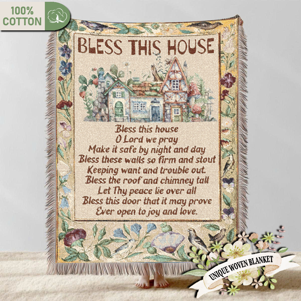 Bless This House Prayer Woven Blanket