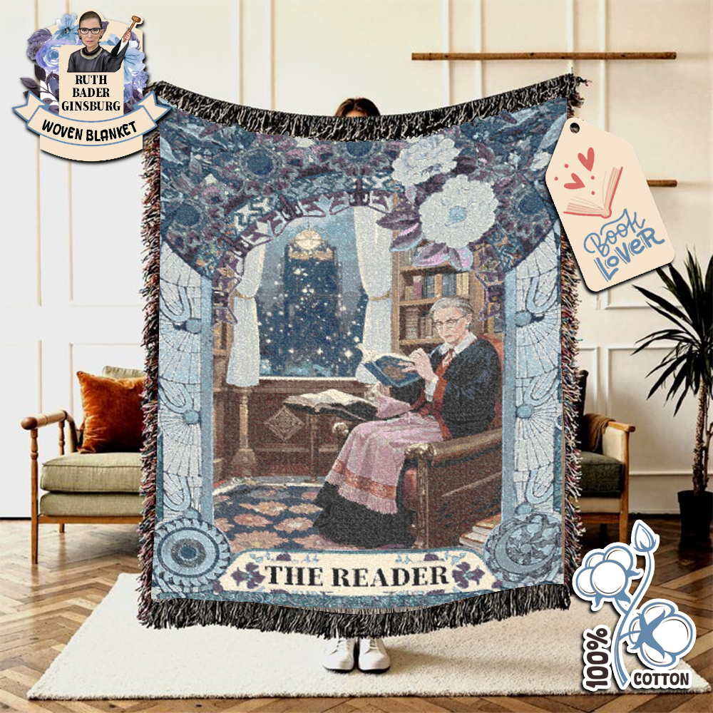 The Reader Feminist Book Lover Woven Blanket
