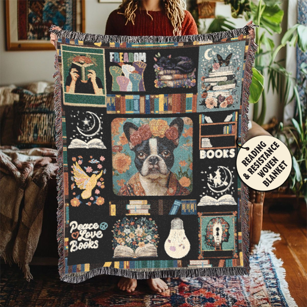 Peace Love Books Woven Blanket