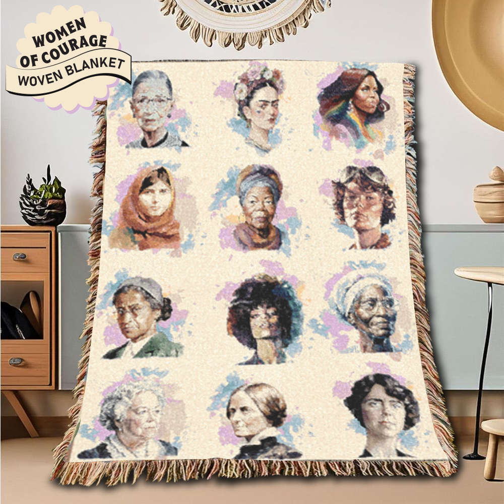 Portraits Of Courage Woven Blanket