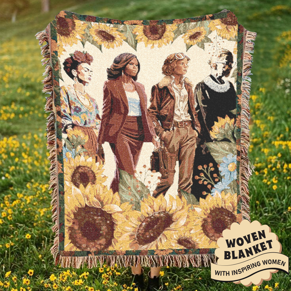 Inspiring Women Sunflower Woven Blanket