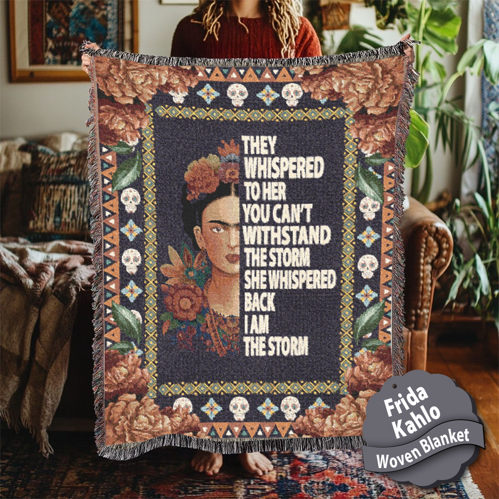 Frida Kahlo I Am The Storm Woven Blanket