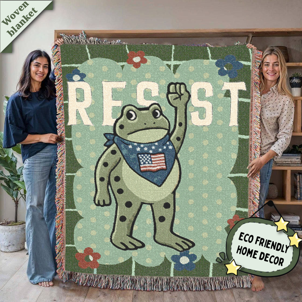 Resist Frog Americana Woven Blanket