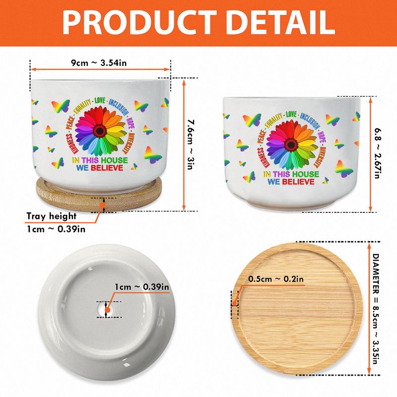 In This House We Believe Butterfly Ceramic Plant Pot