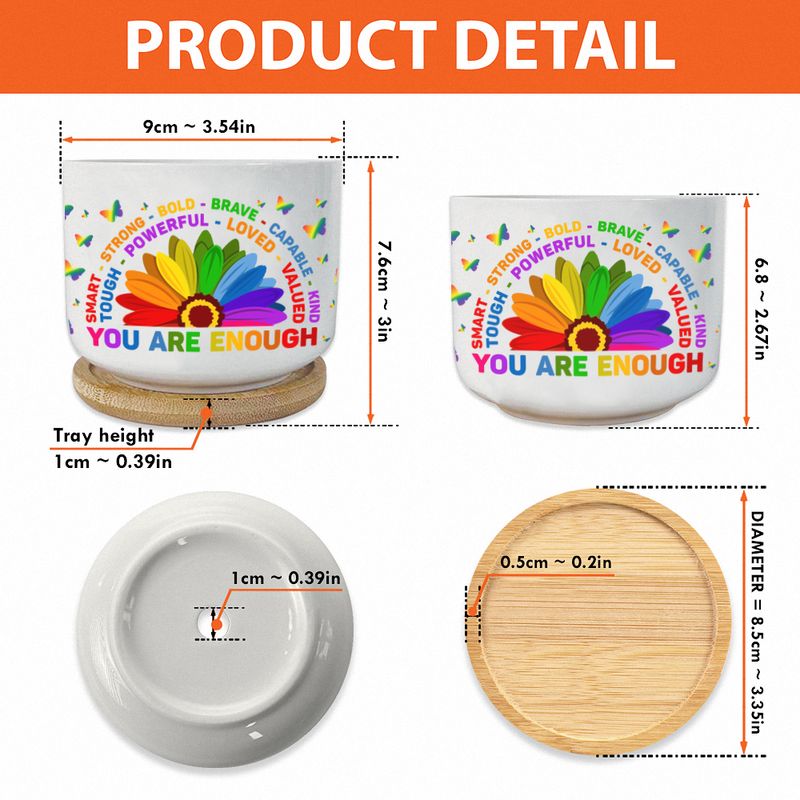 You Are Enough Smart Strong Bold Brave Ceramic Plant Pot