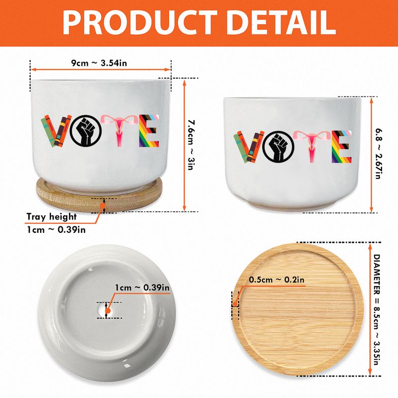 VOTE Ceramic Plant Pot, Banned Books, Reproductive Rights, BLM, LGBTQ Progress, Political Activism, Roe v Wade