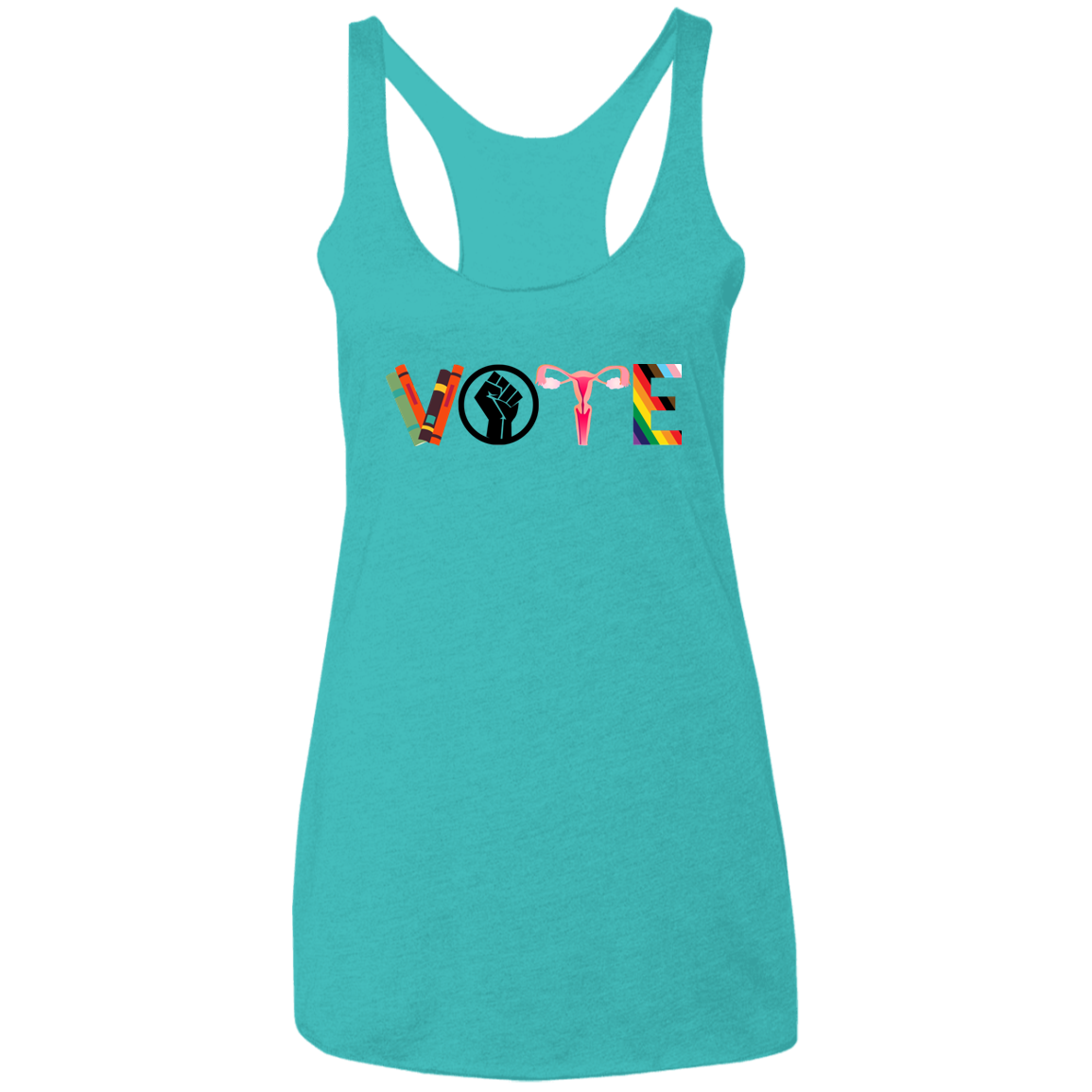 VOTE Ladies&#39; Triblend Racerback Tank | Banned Books, Reproductive Rights, BLM, LGBTQ Progress, Political Activism, Roe v Wade Ladies&#39; Triblend Racerback Tank
