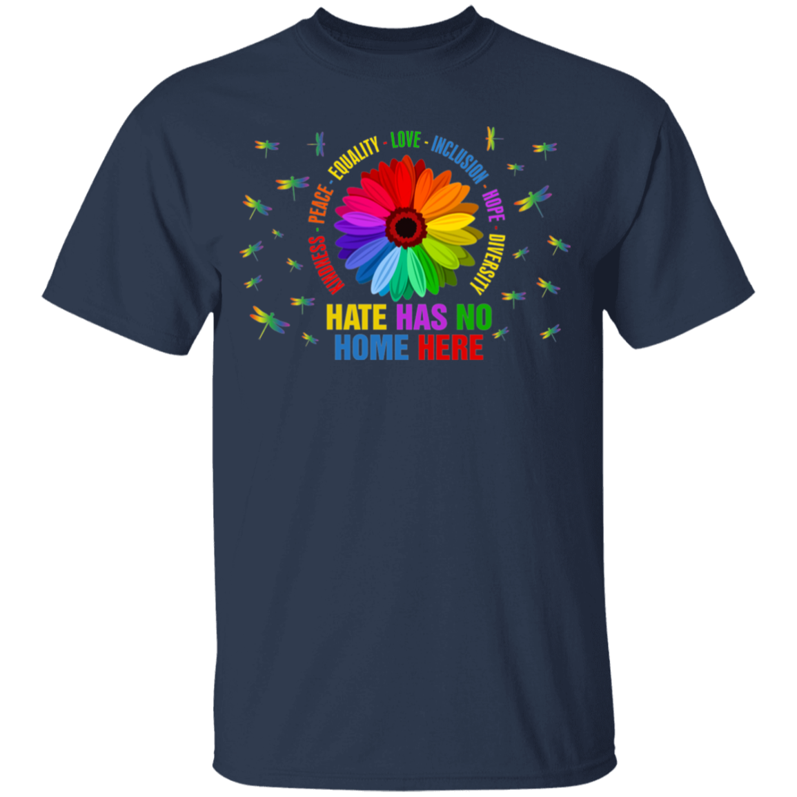 Kindness peace equality love inclusion hope diversity dragonfly shirt