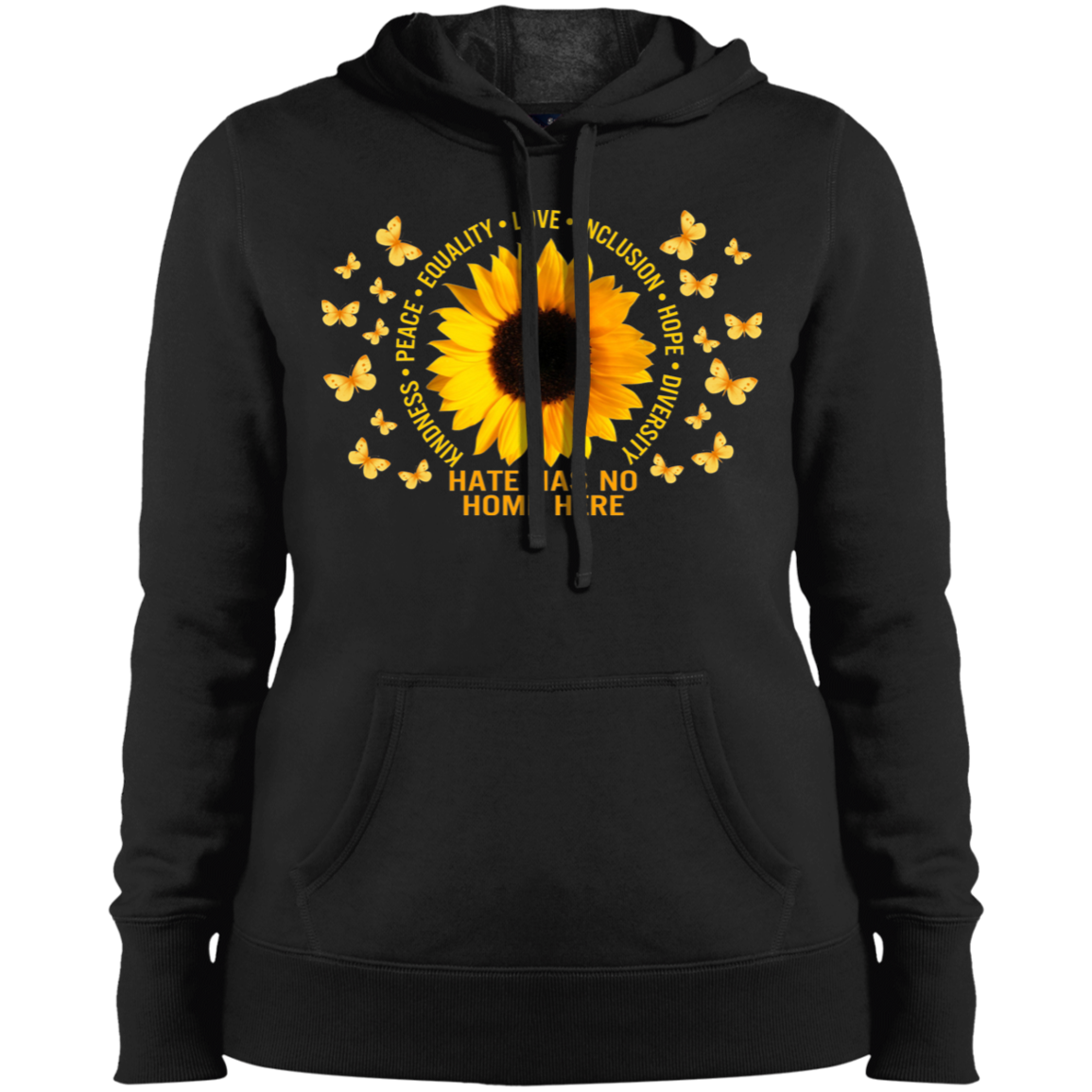 Hate has no home here sunflower Ladies' Pullover Hooded Sweatshirt