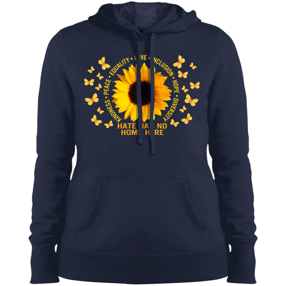 Hate has no home here sunflower Ladies&#39; Pullover Hooded Sweatshirt