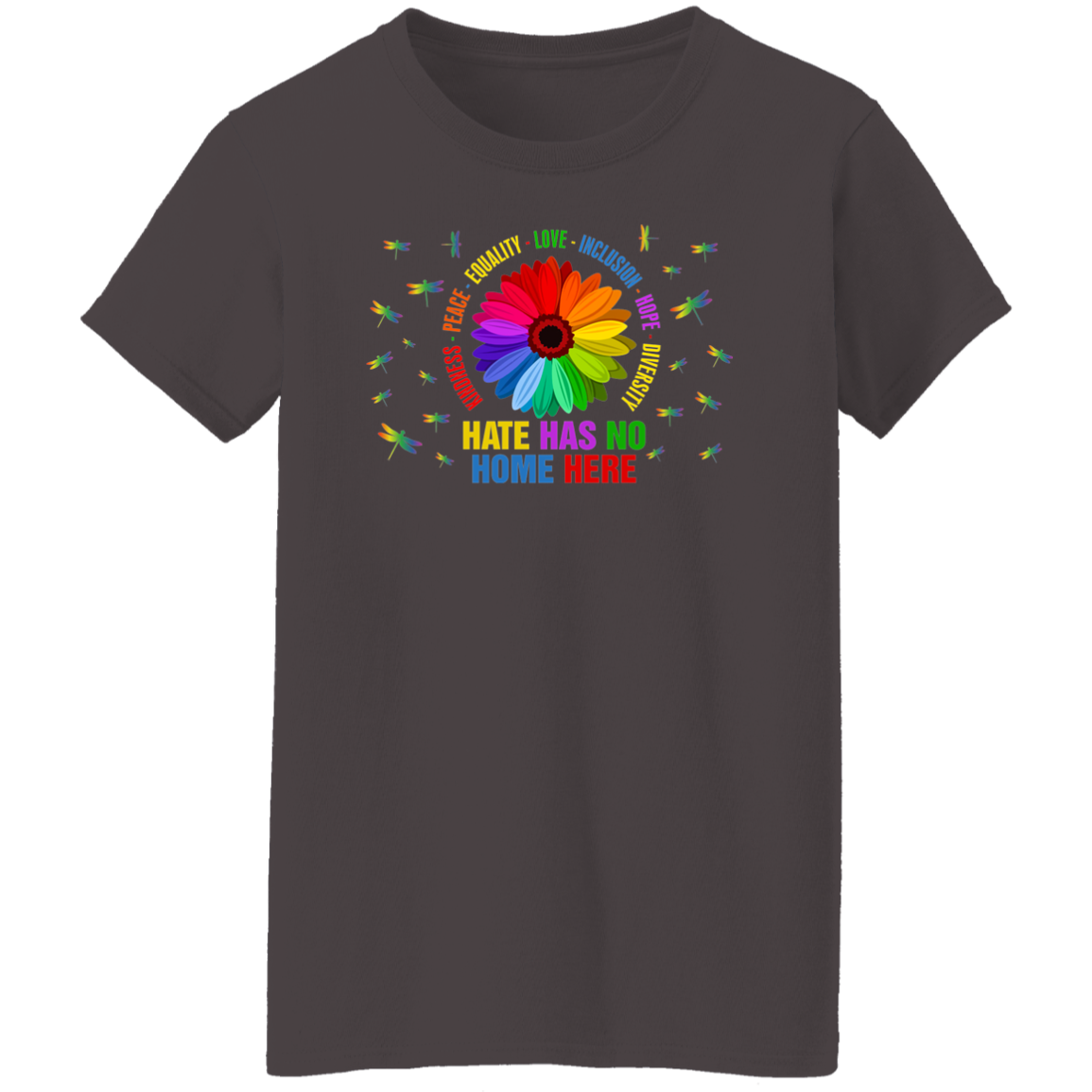 Kindness peace equality love inclusion hope dragonfly shirt