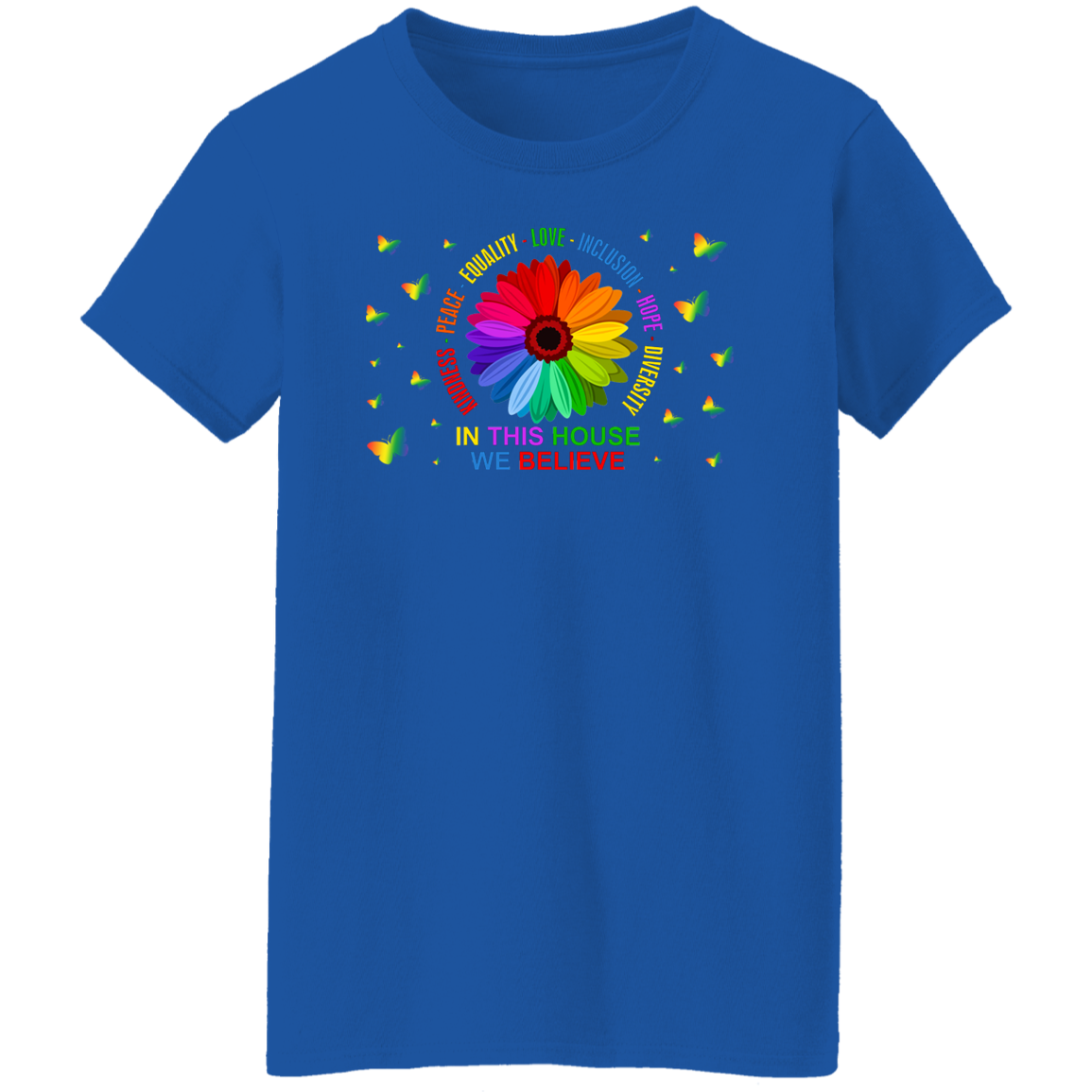 Kindness peace equality love inclusion butterfly shirt