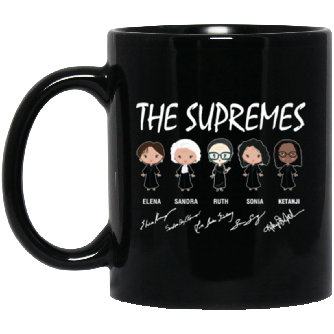 The Supremes Ketanji Brown Jackson SCOTUS RBG Sotomayor Chibi Black Mug