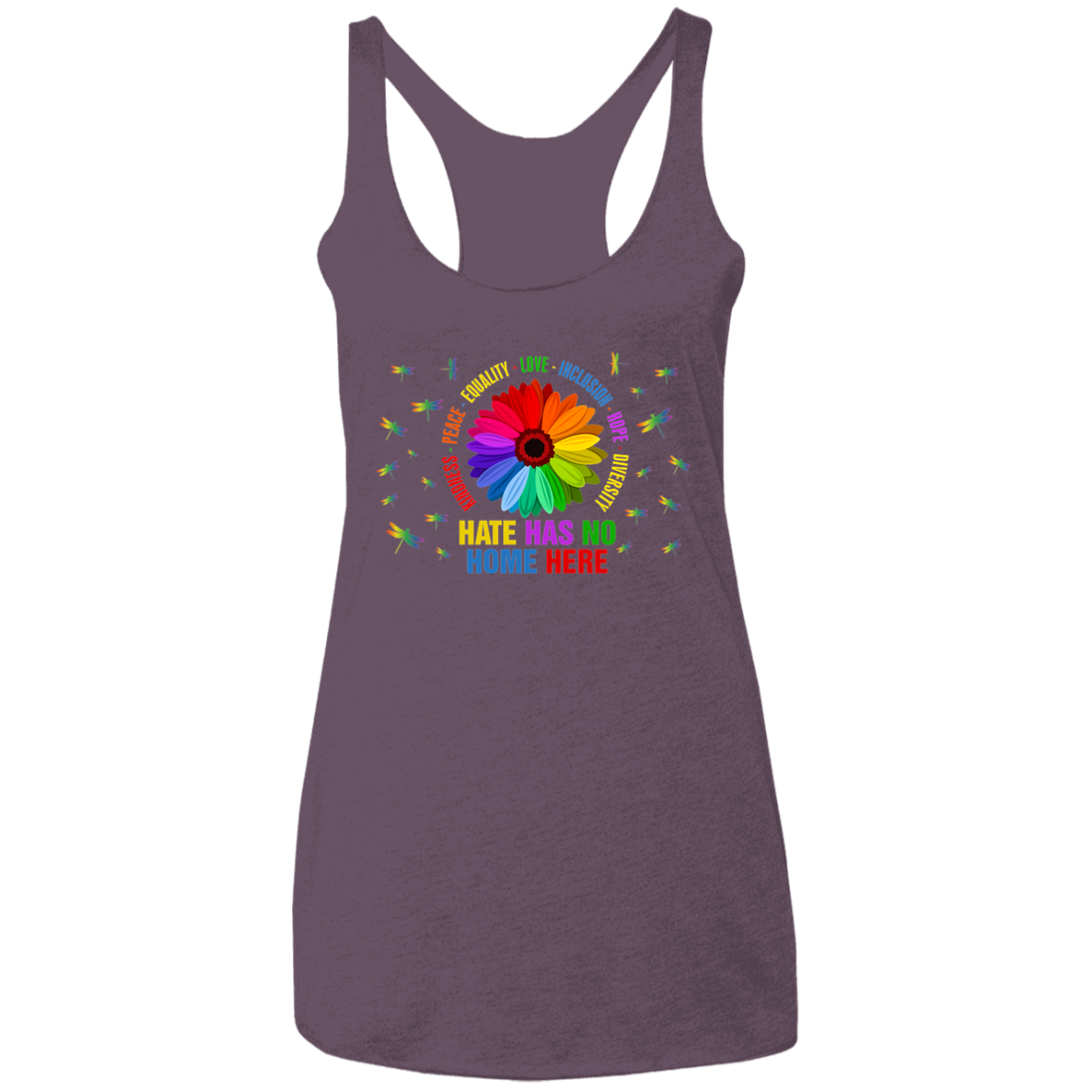 Hate has no home here dragonfly  Women&#39;s Ladies&#39; Triblend Racerback Tank