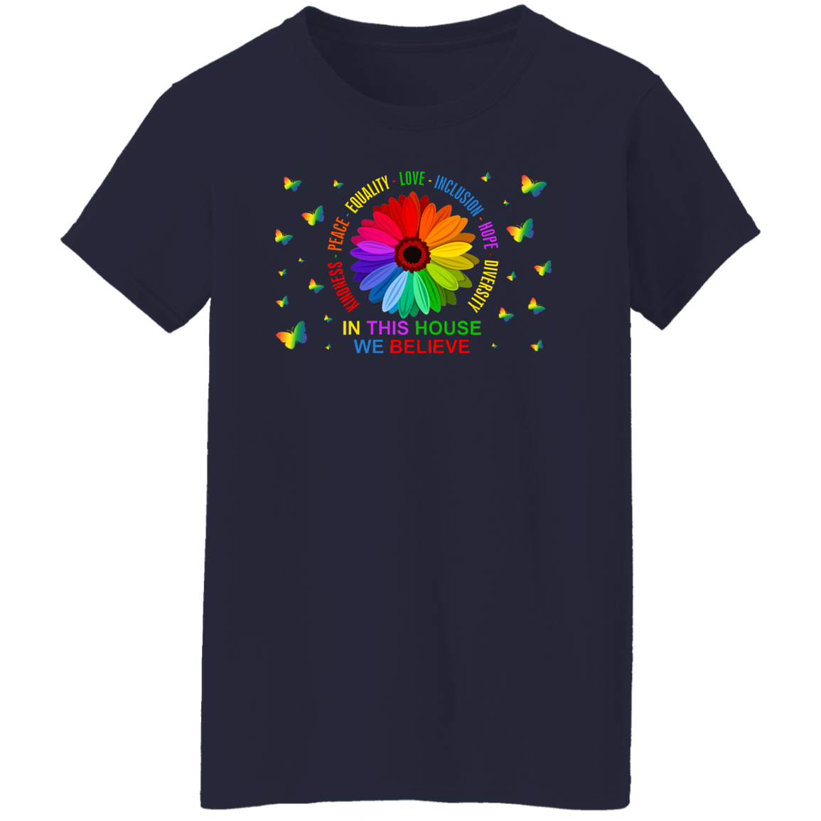 Kindness peace equality love inclusion butterfly shirt